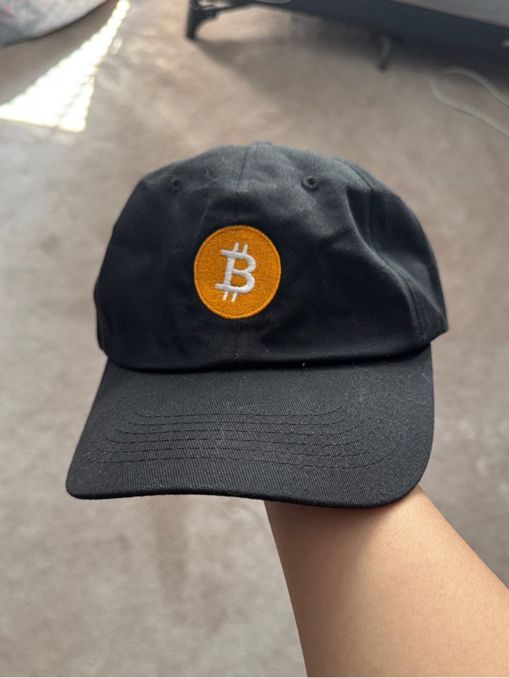 Black Dad Hat with Orange Bitcoin Patch